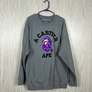 The Dirt Label Men's Carti Ape Purple Camo Limited Edition Grey Sweatshirt, 3XL